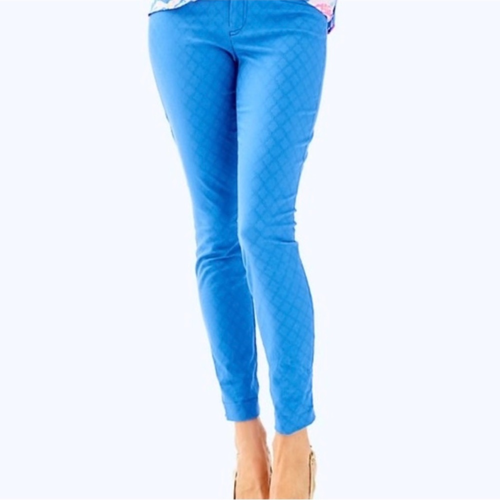 Lilly Pulitzer NWT Bennet Blue Kelly Skinny Textured Ankle Pants